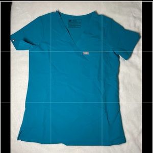Figs Catarina one pocket scrub top; Teal; Size S, XS